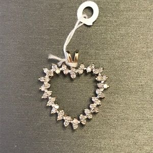 18 K Gold Genuine Diamond Heart Pendant .85CT